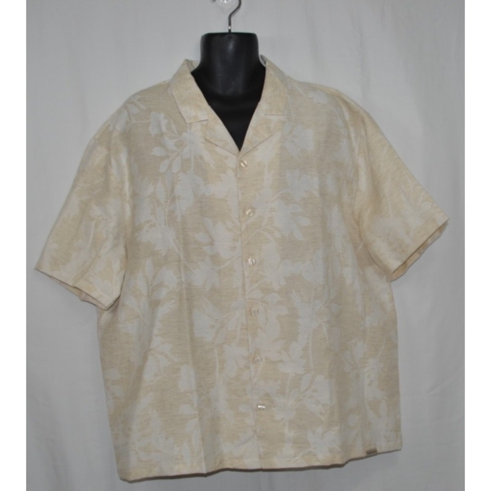 Mauvais Men's Linen Cream Beige‎ Button Up Shirt Size 3XL